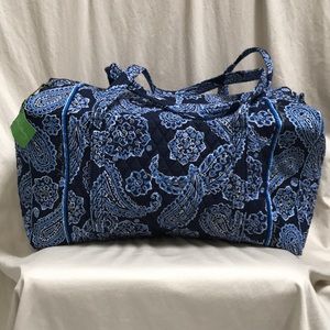 Vera Bradley Large Duffel Travel Bag Blue Bandana